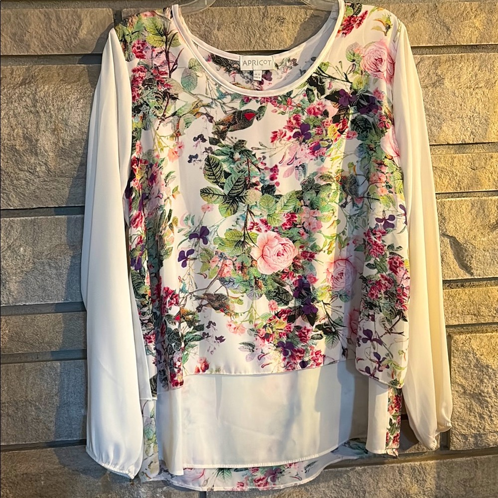 APRICOT Pink and Purple Asymmetrical Graphic Blouse